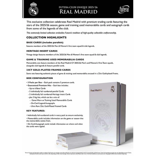 Futera 2025-26 Unique Real Madrid C.F. - Hobby Box