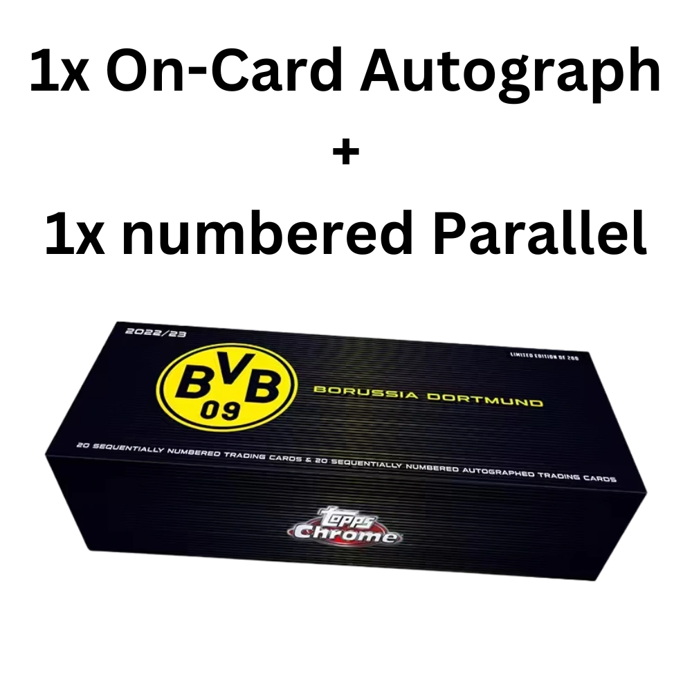 1x On-Card Autograph + 1x numbered Parallel - Topps 2022-23 Chrome Borussia Dortmund
