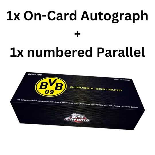 1x On-Card Autograph + 1x numbered Parallel - Topps 2022-23 Chrome Borussia Dortmund